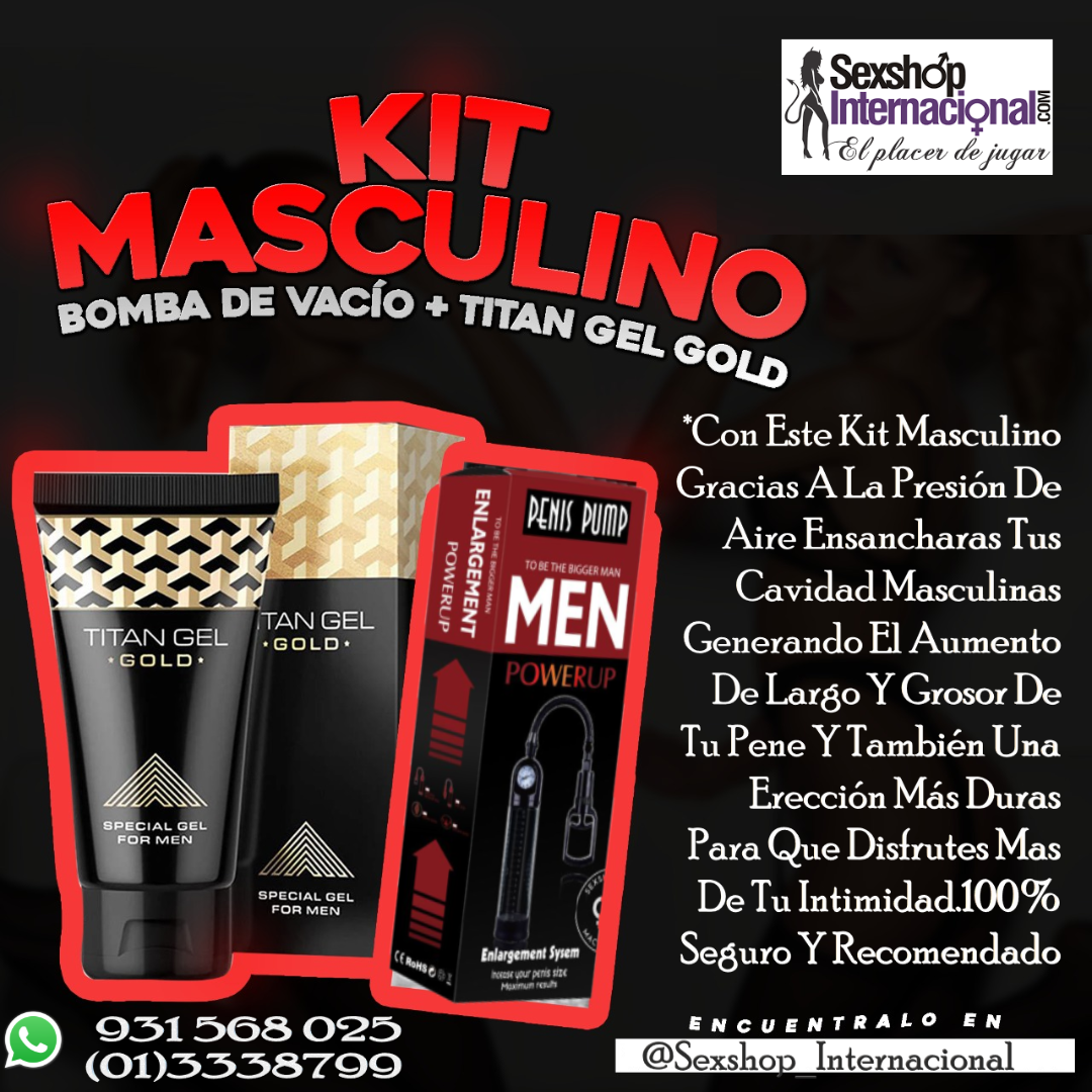 KIT BOMBA DE VACIO TITAN GEL GOLD PENE GRANDE SEXSHOP